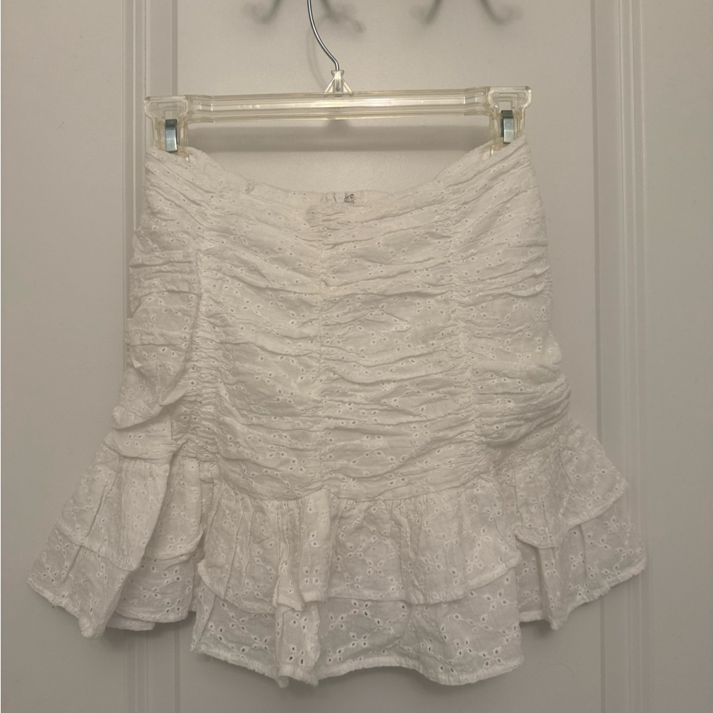 Altar'd State White Eyelet A-Line Skirt